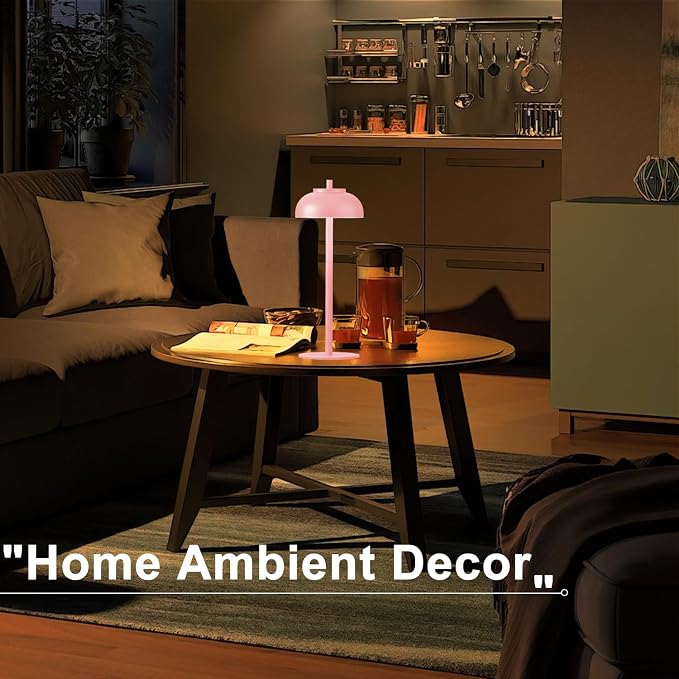 Pink Table Lamp Set of 2 Rechargeable, Table Lights Battery Operated-IP65 - Image 3
