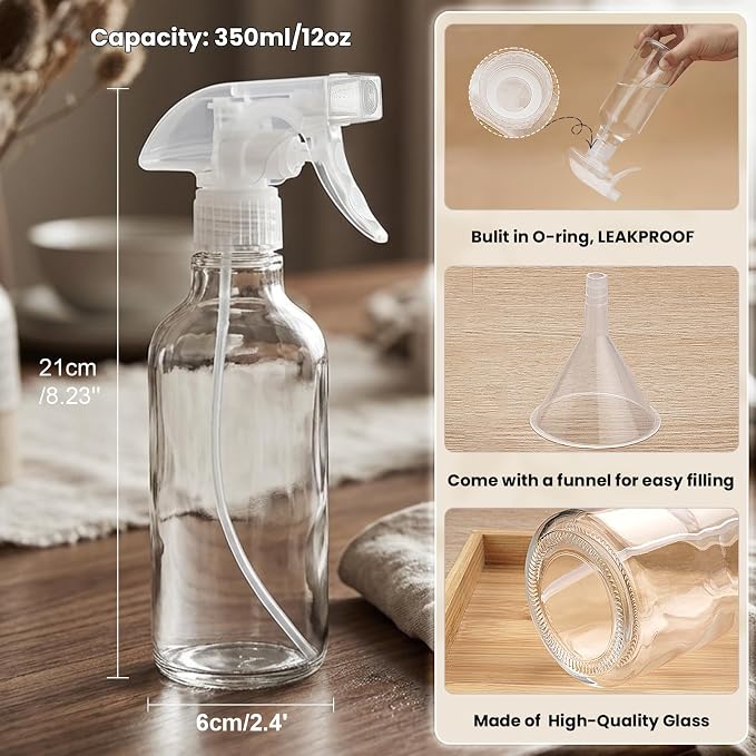 Glass Spray Bottles 12oz Empty Spray Bottle Mist/Stream Spraying Small - Image 4