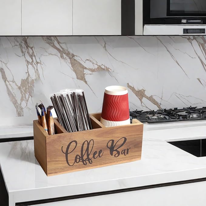 Acacia Wood Station Organizer, Coffee Station Organizer - Image 7