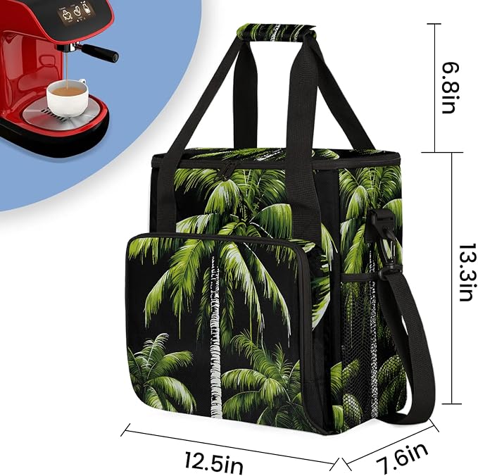 Tropical Plants Beach Palm Trees Coffee Maker Carring Bag, Large Insulated - Image 3