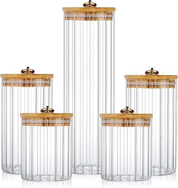 FANTESTICRYAN Glass Storage Jars Set of 5, Decorative Coffee Bar Container by FANTESTICRYAN