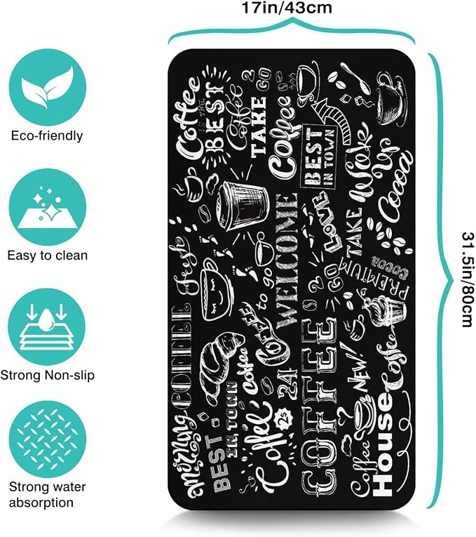 Coffee Mat 17inx31.5in, Absorbent Coffee Bar Mat - Image 2