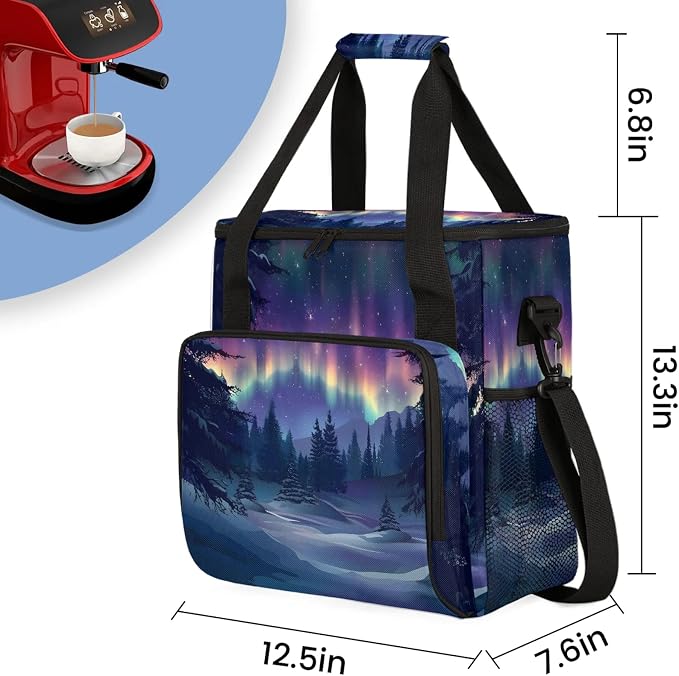 Northern Lights Coffee Maker Carring Bag, Large Insulated Storage Organizer - Image 2