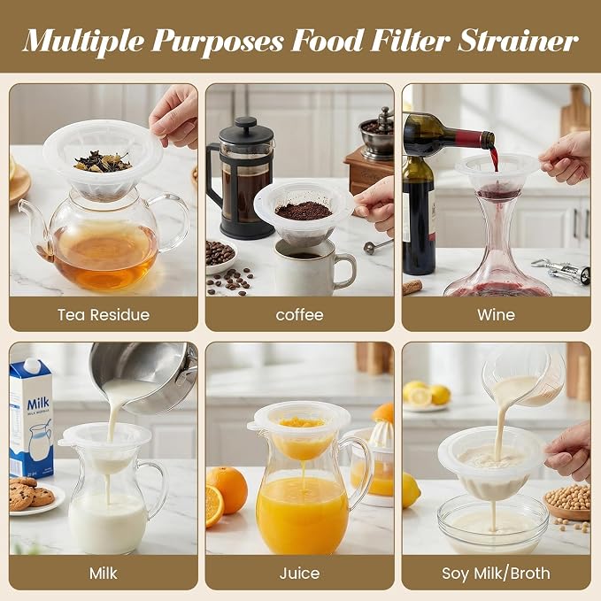 4PCS Food Filter Strainer, 5 Inch Reusable Nylon Plastic Strainer - Image 4