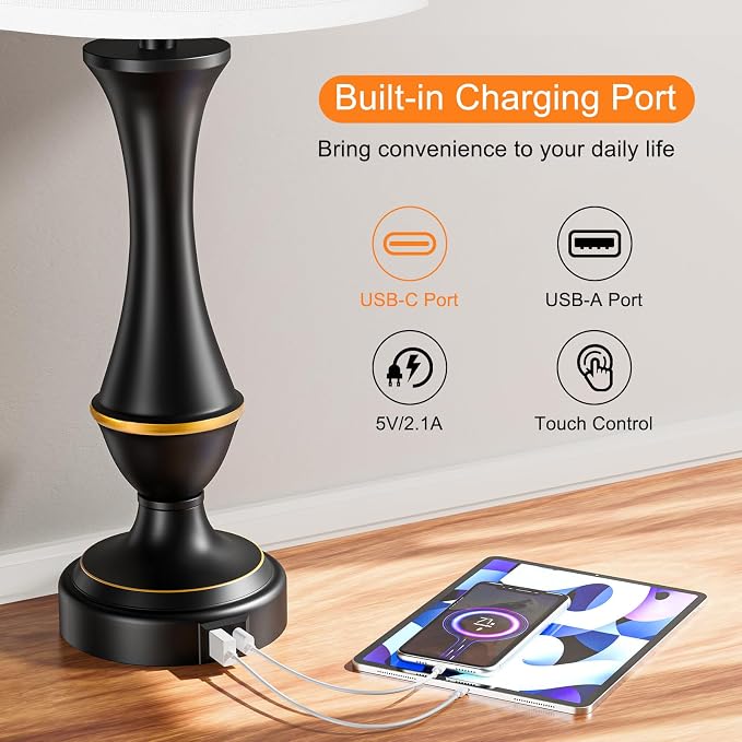 Seealle Upgraded Touch Lamps for Bedrooms Set of 2 - Image 3