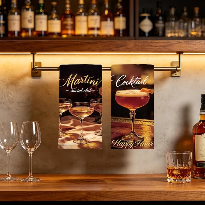 MAYJOYDIY 4 Pcs Cocktail Glass Kitchen Towels 26x17.7Inch Bar Martini Hand Dish - Image 5
