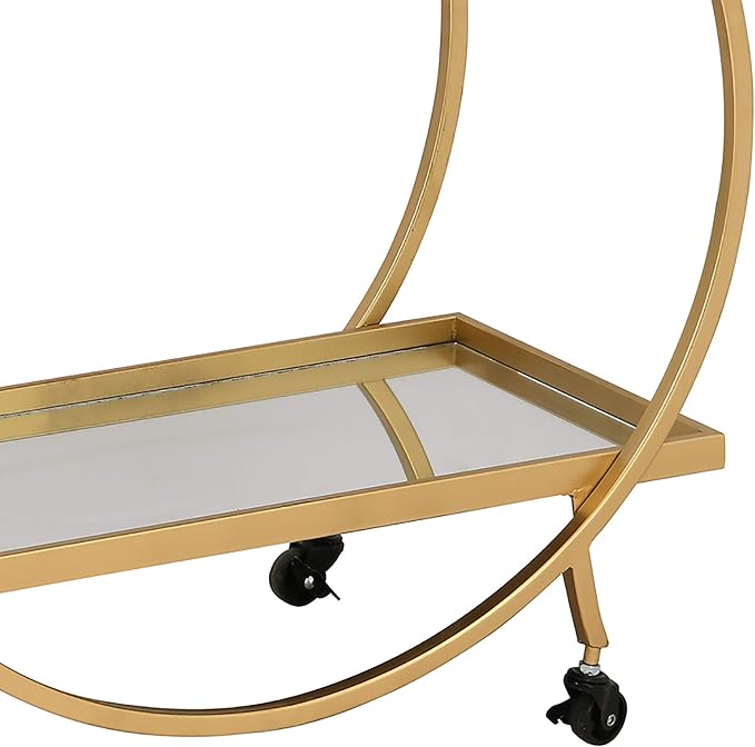 FirsTime & Co. Gold Odessa Bar Cart, 2 Tier Mobile Mini Bar, Kitchen Serving - Image 7