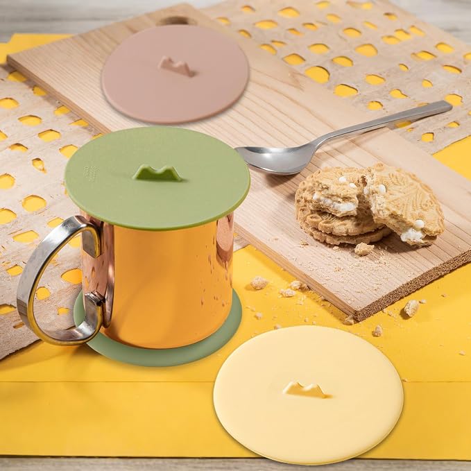 6 Packs Airtight Seal Silicone Cup Covers & Drink Coasters Set, Anti-Dust - Image 7