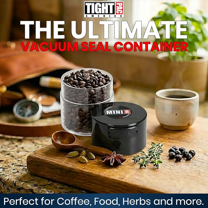 TIGHTPAC MINIVAC Portable Vacuum Seal Airtight Container – Keeps Coffee Beans - Image 2