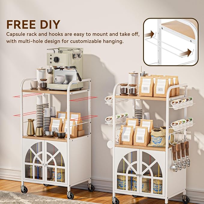 Xubialo 3 Tier Small Rolling Coffee Bar Cart, 16.9 x12 Kitchen Station - Image 6