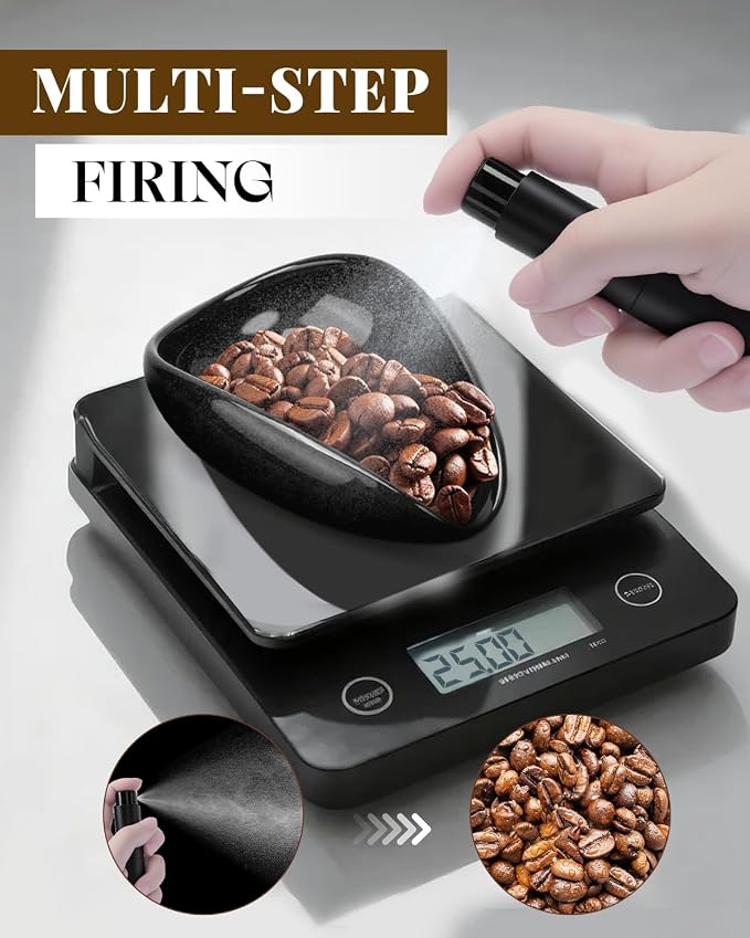 Ceramic Coffee Bean Dosing Tray & Aluminum Glass Spray Bottle, Espresso Bean - Image 5