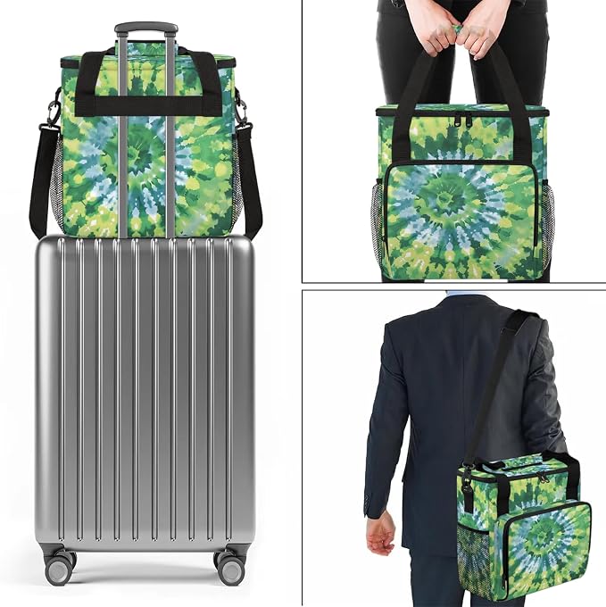 Tie Dye Green Coffee Maker Carring Bag, Large Insulated Storage Organizer Case - Image 7
