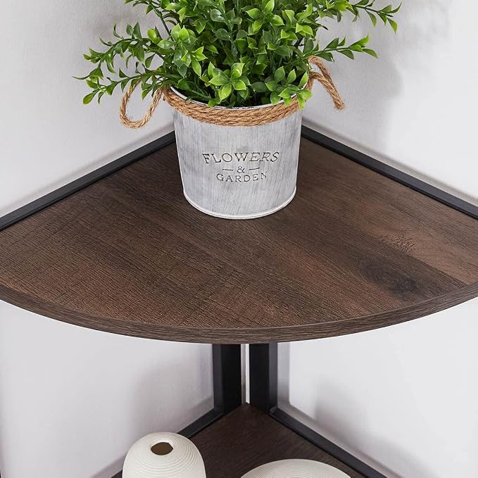 FATORRI Rustic Tall Corner Shelf, 5 Tier Industrial Corner Bookshelf - Image 3