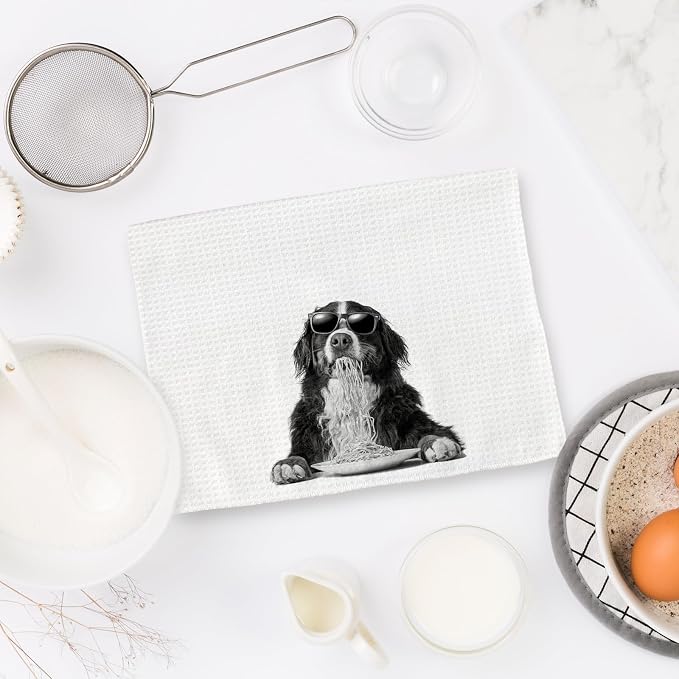 Bernese Mountain Dog Gifts Wine Kitchen Towels Set of 2, Funny Bernese Mountain - Image 6
