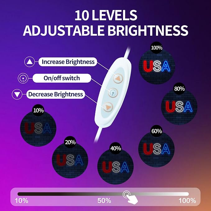 USA Neon Sign for Wall Decor, USA Led Signs, Dimmable USB Powered Neon Light - Image 5