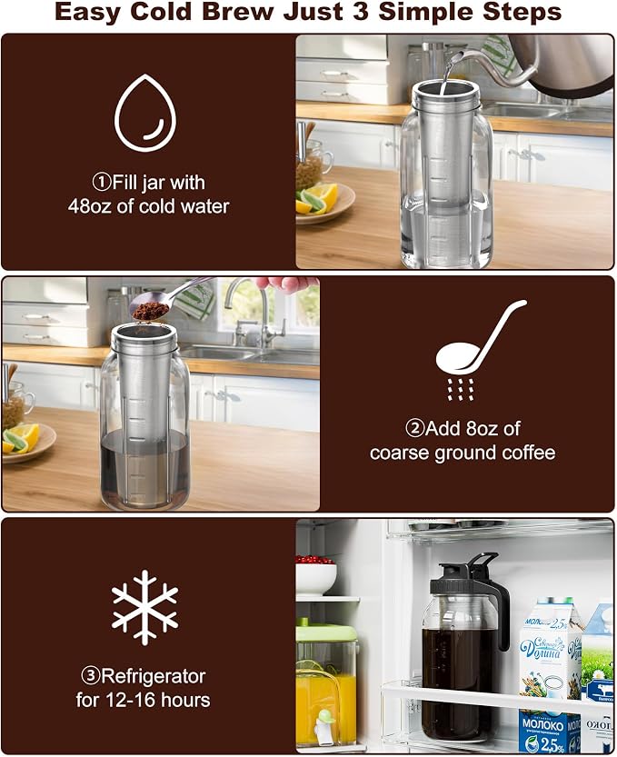 Cold Brew Coffee Maker 64oz, Iced Coffee Maker - Image 9
