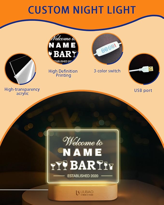 Personalized Light Up Signs for Home Bar Customized Name Gifts Night Light for - Image 5