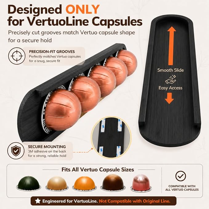 Bamboo Coffee Pod Holder, Adhesive Wall Mount - Image 2