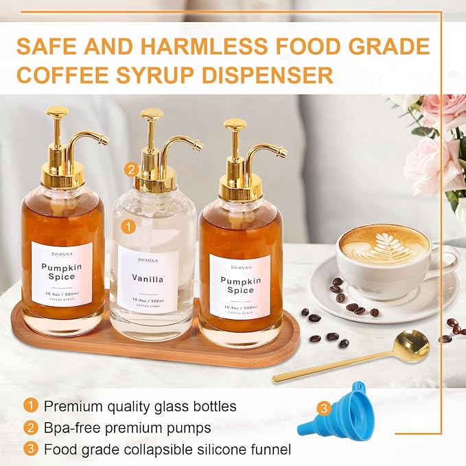 Coffee Syrup Dispenser for Coffee Bar, 16.9oz 500ml Glass Syrup Dispenser w - Image 5