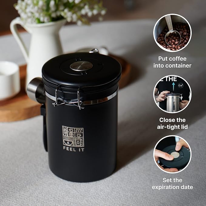 Stainless Steel Coffee Canister - 21oz Airtight Kitchen Food Storage Container - Image 3