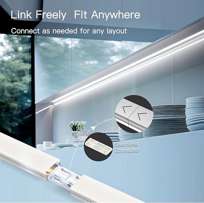 V4light Under Cabinet LED Lighting, 6 Pack Ultra Slim Aluminum Light Bars - Image 4