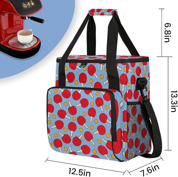 Table Tennis Pattern Coffee Maker Travel Bag, Table Tennis Pattern Large - Image 2