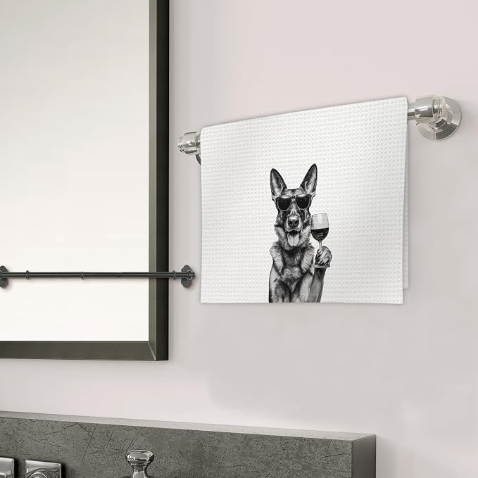 German Shepherd Gifts Wine Dog Kitchen Towels, Gifts - Image 3