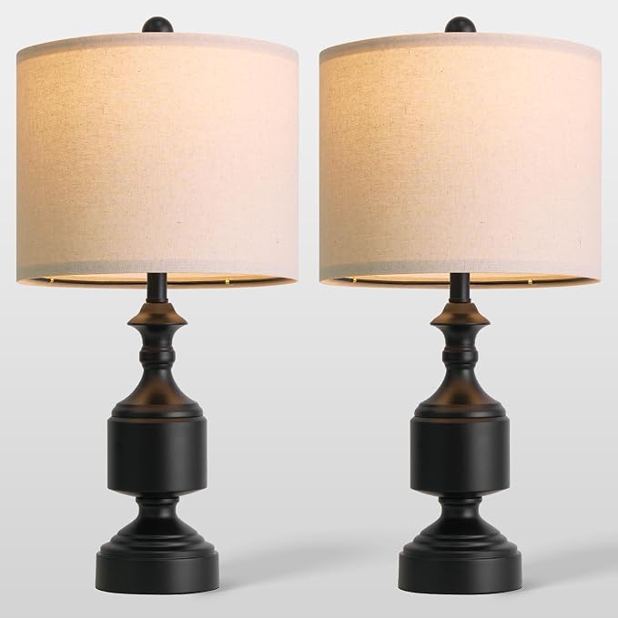BOBOMOMO Black Lamps Set of 2-20.5" Farmhouse Metal Table Lamps - Image 6