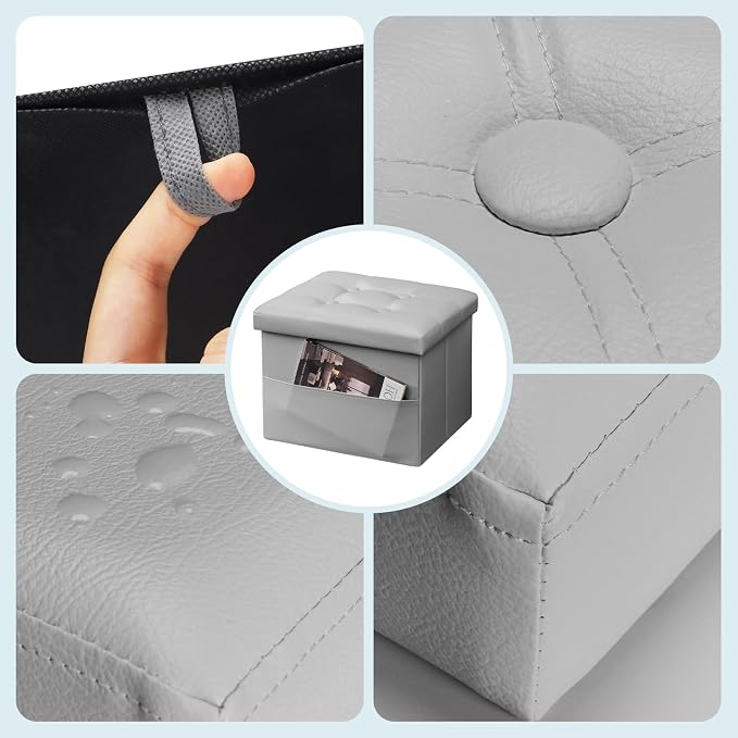 Bsketa Storage Ottoman Foot Rest Stool, Small Leather Storage Ottomans Bench - Image 6