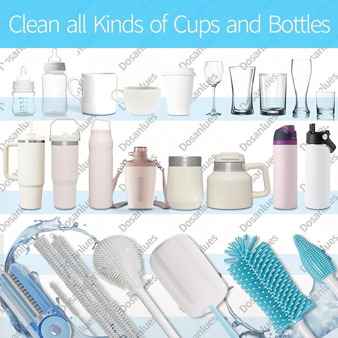 8Pcs Water Bottle Cleaner Brush, 4 in 1 Bottle Gap Cleaner and Long Handle - Image 6