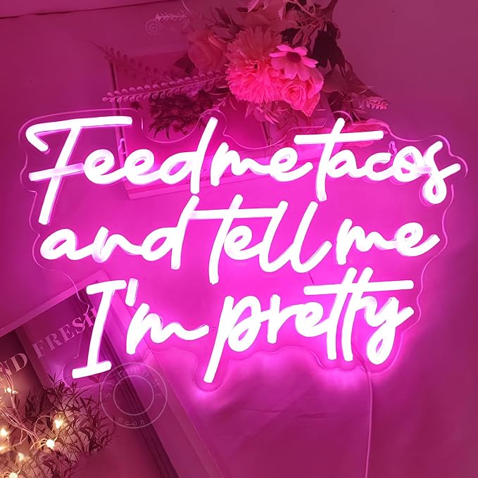 SYLHOME Pink Feed Me Tacos And Tell Me I'm Pretty Led Neon Light Sign Bedroom - Image 7