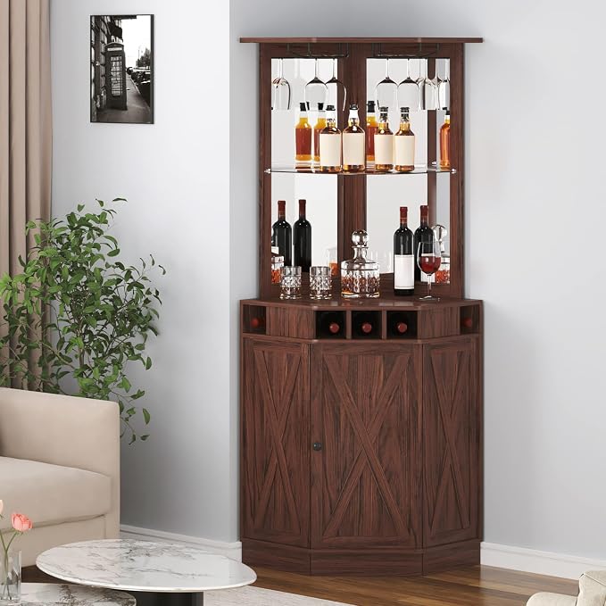 VEVOR Corner Industrial Bar Cabinet, Wine Table - Image 2