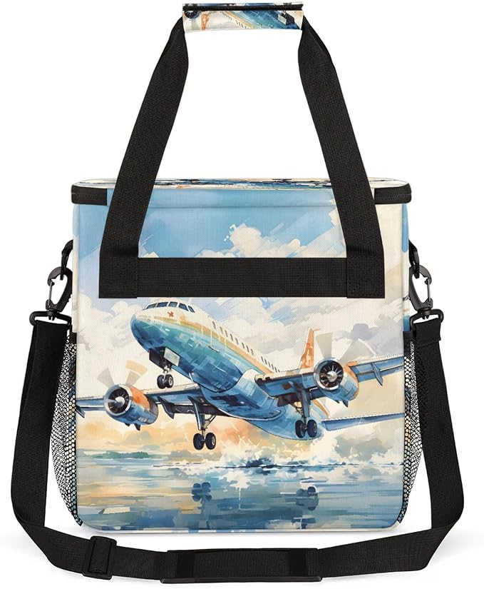 Airplane Retro Coffee Maker Carring Bag, Large Insulated Storage Organizer Case - Image 5
