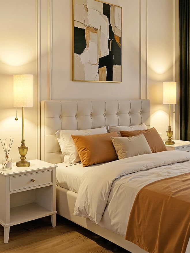 EJIAXIN Buffet Table Lamps Set of 2-28" Tall Skinny Brass Finish Resin Table - Image 8