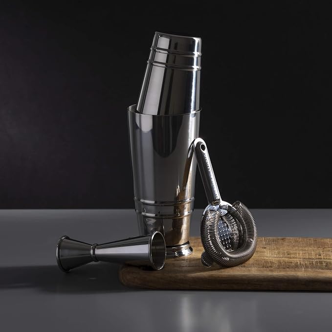 Premium 4-Piece Boston Cocktail Shaker Set w/Hawthorne Strainer & Japanese - Image 3