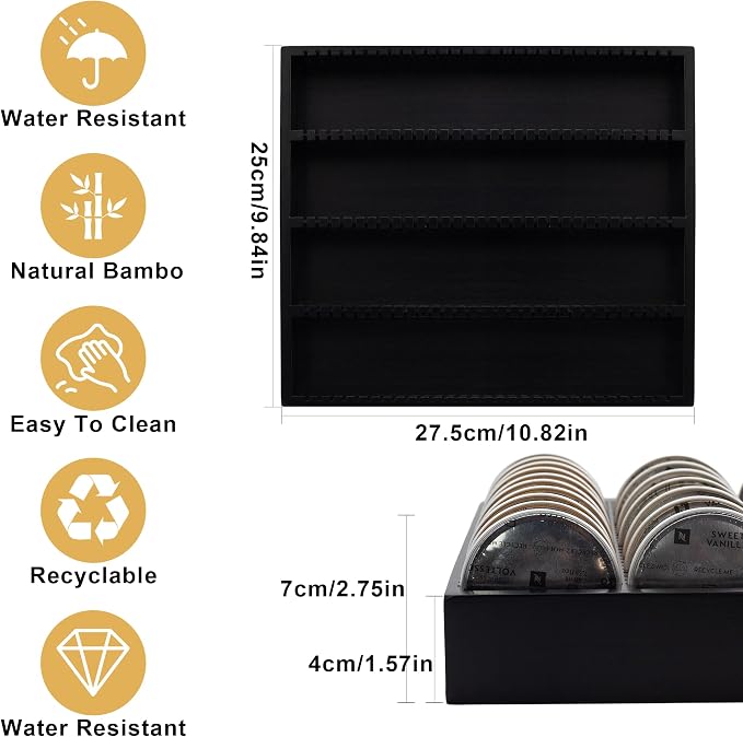 MinBoo Bamboo Coffee Capsule Storage Drawer Tray, Bamboo Drawer Insert - Image 3