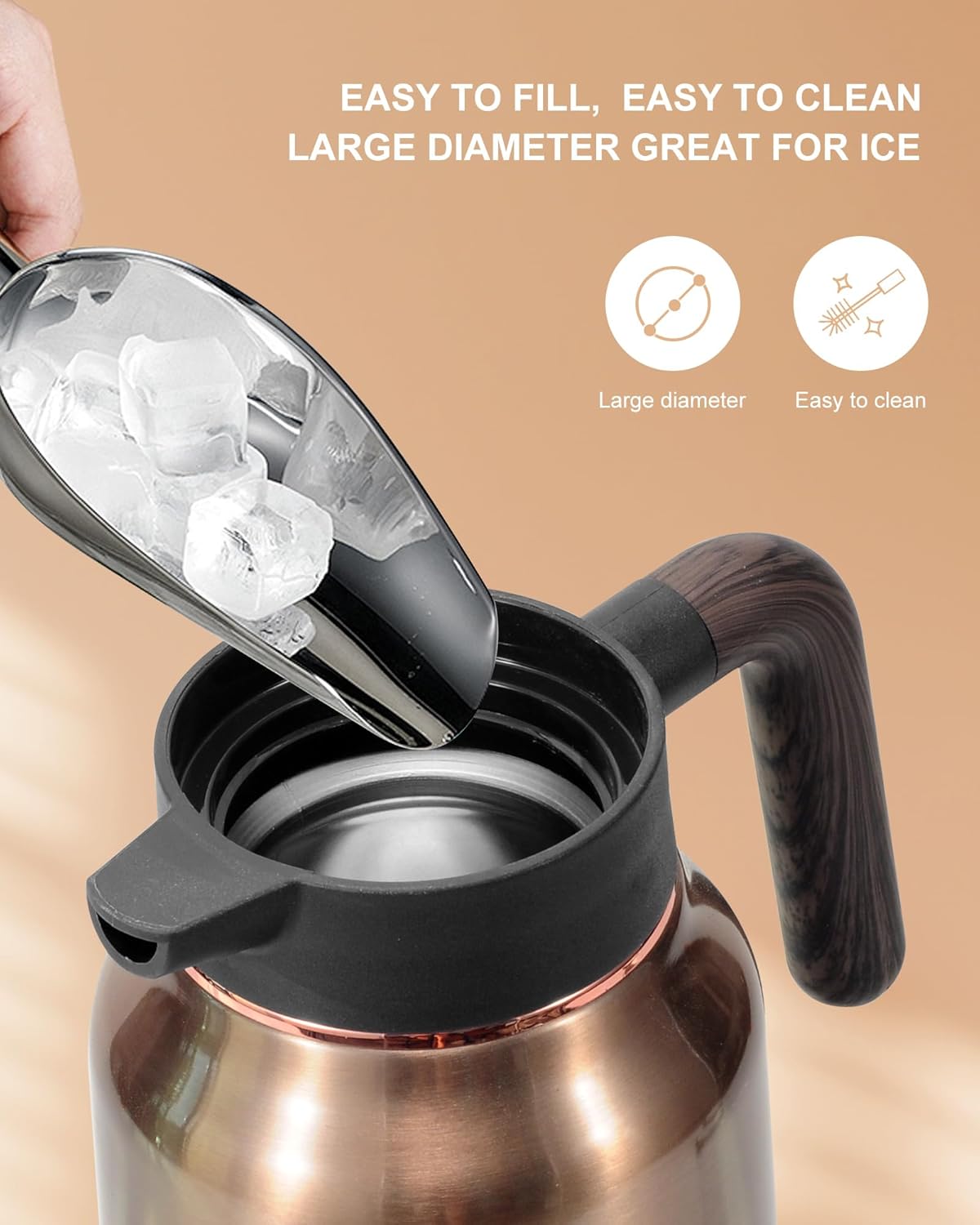 Thermal Coffee Carafe 70 oz - 36 Hour Hot Stainless Steel Carafes for Hot Liquids-Insulated Coffee Carafes For Keeping Hot/Cold Coffee, Tea, Water, Drink Dispenser for Parties(Black)