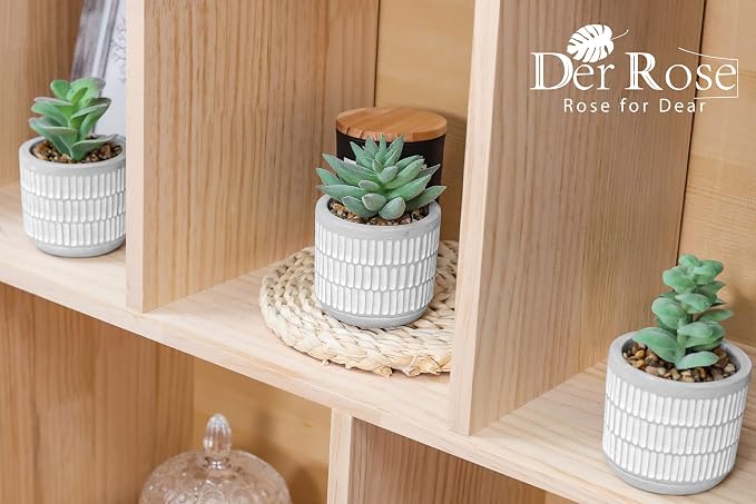 Der Rose Set of 4 Succulents Plants Artificial Fake Plants - Image 6