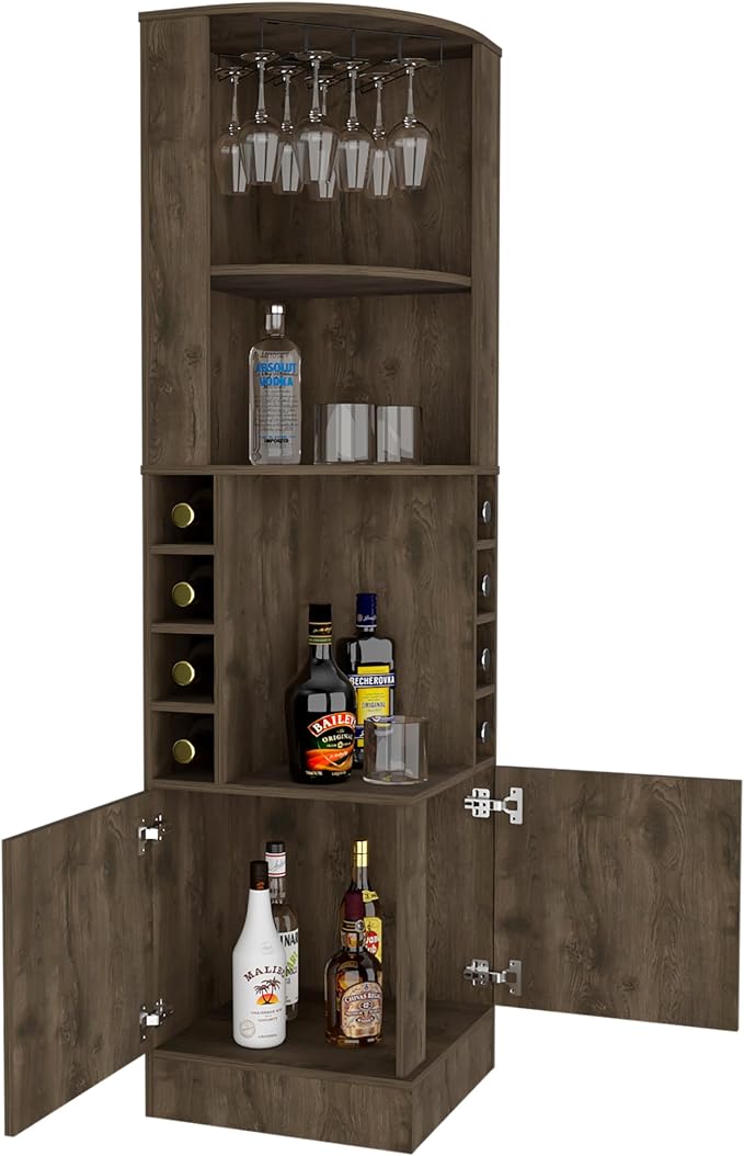 Tuhome Syrah Corner Bar Cabinet, Tall 71.1" Liquor Cabinet - Image 8