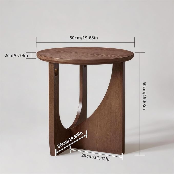 Round Walnut End Table, 100% Solid Wood Side Table - Image 2