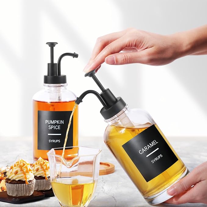 Coffee Syrup Dispenser for Coffee Bar, 16.9 oz 500ml Syrup Pump Dispenser - Image 4