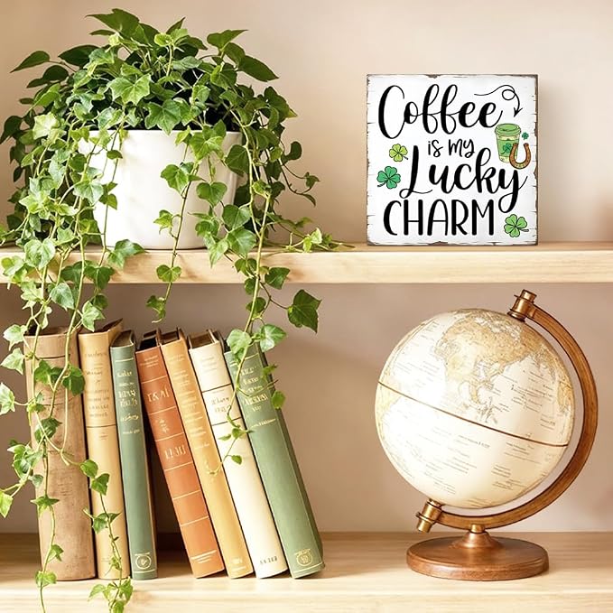 Coffee Is My Lucky Charm Wood Block Plaque Box Sign - Image 3