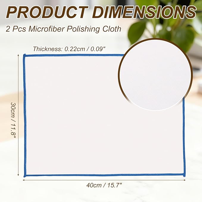 uxcell 2Pcs Glass Polishing Cloth, 15.7x11.8 Microfiber Cleaning Cloths Lint & - Image 2
