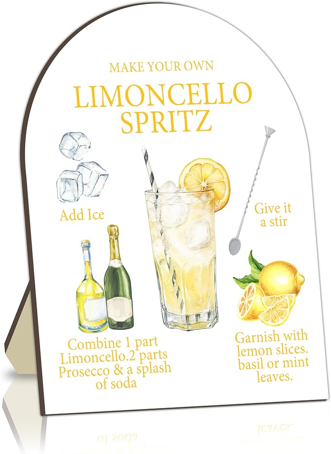 Limoncello Spritz Bar Sign, Cocktail Bar Recipe Sign by Unknown
