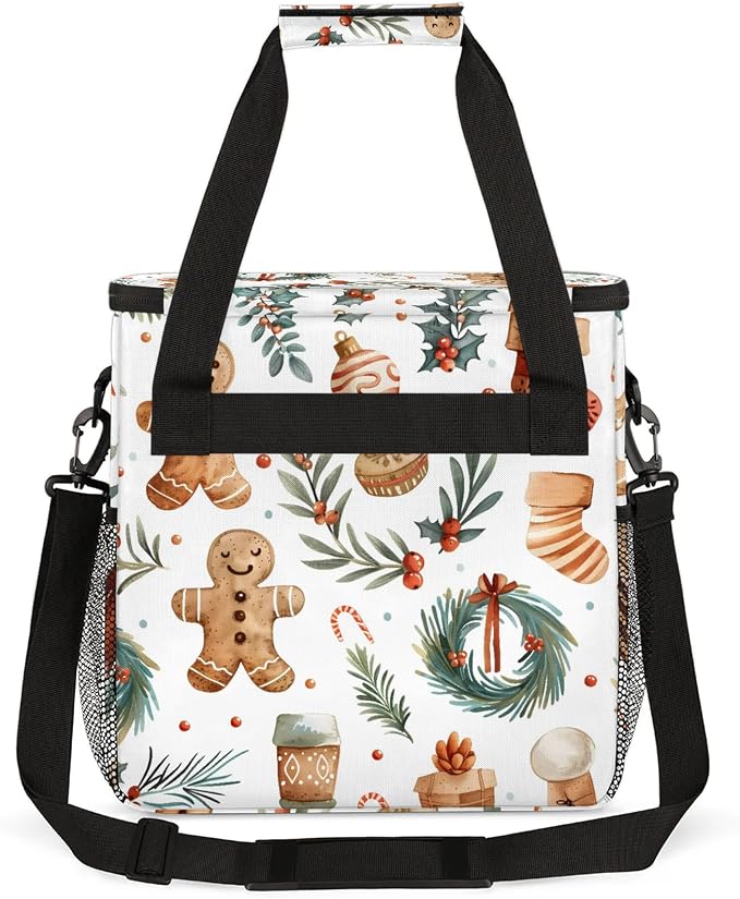 Christmas Gingerbread Wreaths Coffee Maker Carring Bag, Large Insulated Storage - Image 5
