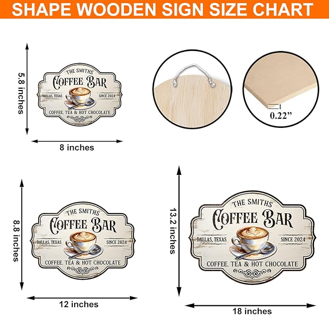 THUYPT Personalized Coffee Sign, Coffee Wooden Sign Plaque Wall Hanging Coffee - Image 2