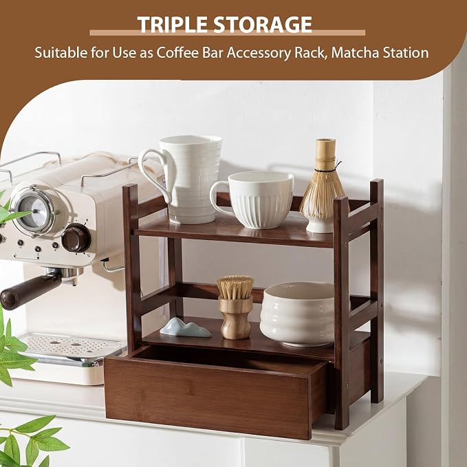 Chunful 2 Tier Matcha Station Bamboo Organizer - Image 3