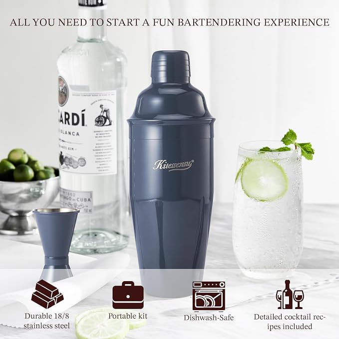 KITESSENSU Cocktail Shaker Set, Stainless Steel Martini Shaker - Image 3
