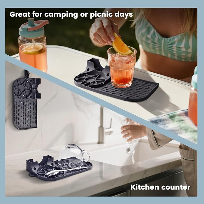 2 Pack Silicone Drying Mat for Stanley, Water Bottle Drying Rack for Holds Lids - Image 6