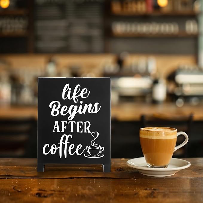 Life Begins After Coffee Desk Decor Sign Retro Coffees Shop Table Display - Image 6